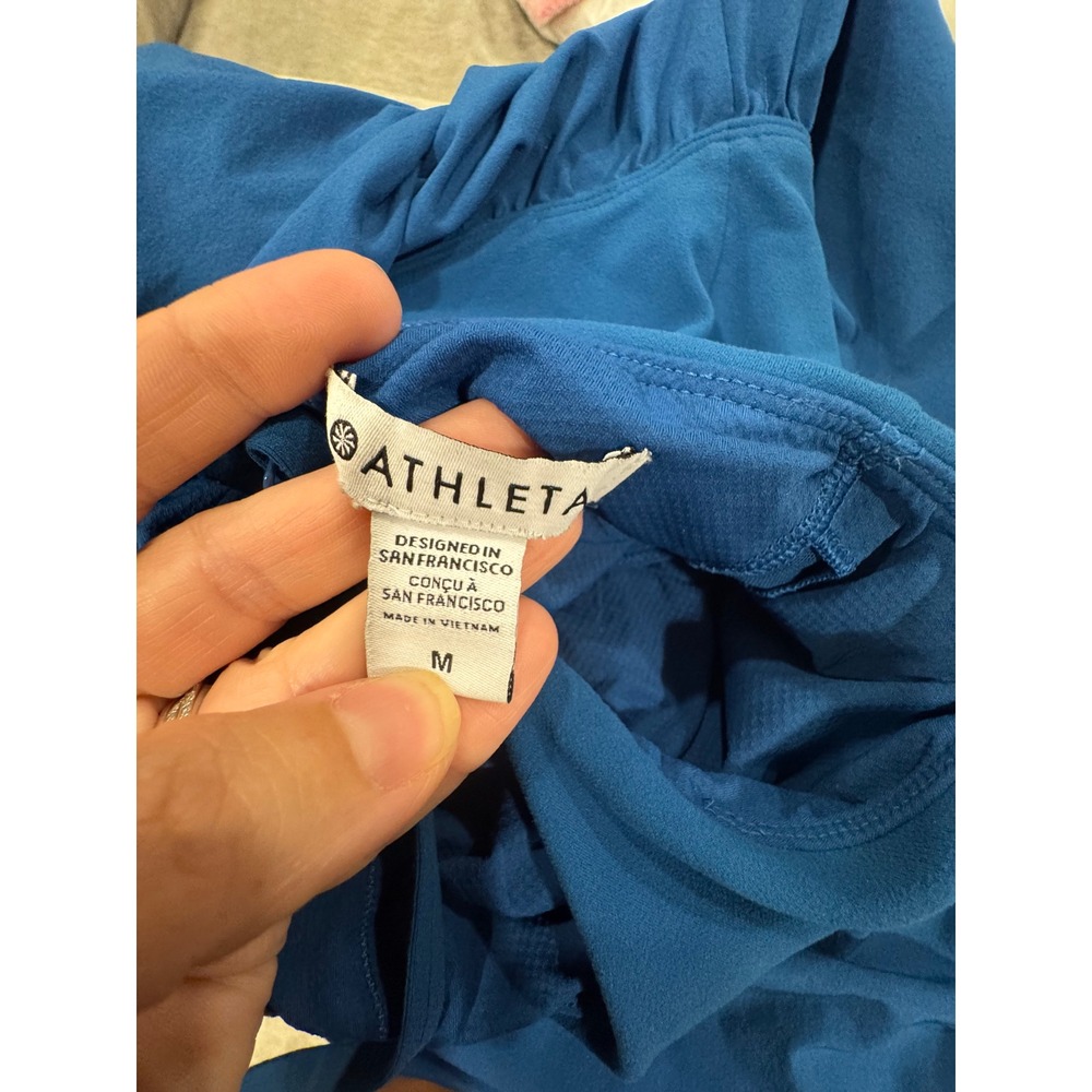 Athleta Elation V-Neck Hybrid Midi Dress Strappy with Pockets Size Medium Blue - Picture 7 of 9
